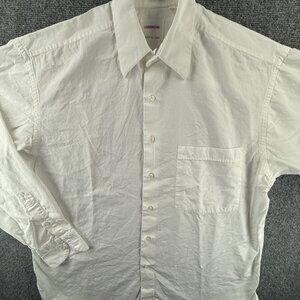 Lorenzini Italy 15.5 (39) White Button Up Shirt Long Sleeve Pocket Cotton Men